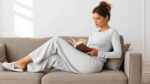 Trendy Queen Women's 2 Piece Matching Lounge Set Long Sleeve Side Ruching Top Wide Leg Drawstring Pants Set with Pockets - Image 6