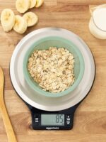 Basics Digital Kitchen Scale with LCD Display, Batteries Included, Weighs up to 11 pounds, Black and Stainless Steel