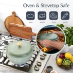 Best Choice Products Non-Stick Pot & Pan Cookware Set, Cast Iron, 2Qt Skillet W/Lid, 10" Grill Or Griddle Pan W/Press, 6Qt Enameled Dutch Oven, Non-toxic, For Cooking & Grilling - Red - Image 4